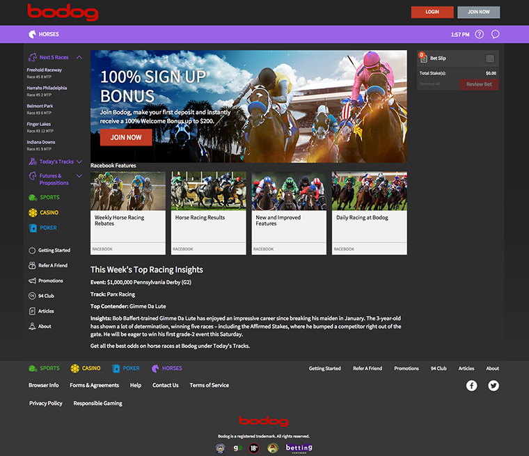 Bodog Racebook